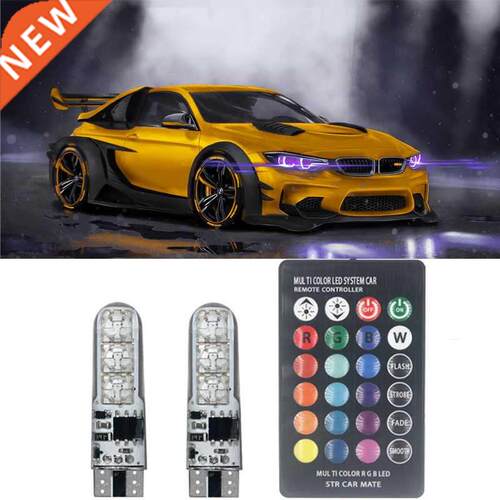 2pcs T10 w5w RGB LED Bulb 12SMD COB canbus 194 168 Car With