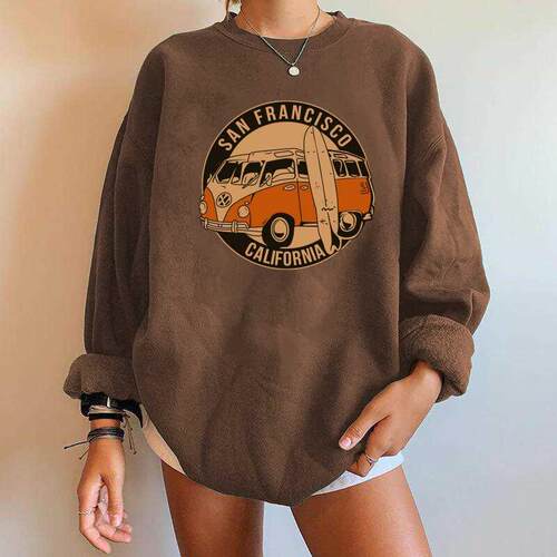 San Francisco California Print Women Sweatshirts Vintage Bus
