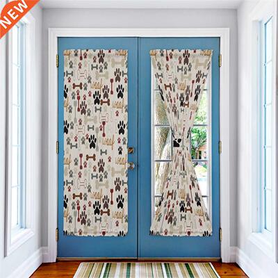 Cartoon Dog Footprints Bones Animals Modern Curtains for