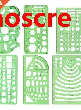 6 Plastic Geometric Stencils Measuring Templates for Office