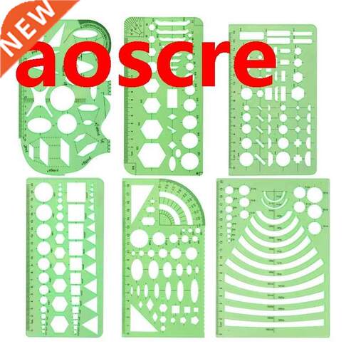 6 Plastic Geometric Stencils Measuring Templates for Office