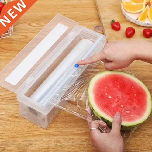 1PC Plastic Wrap Food Film Dispenser For Kitchen Storage Org