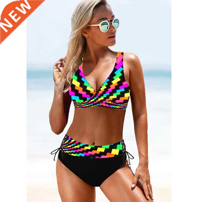 2022 Sexy Bikinis Set Colorful Striped Push Up Bikini Summer