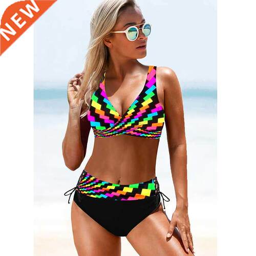 2022 Sexy Bikinis Set Colorful Striped Push Up Bikini Summer