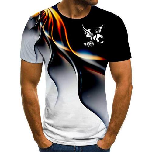 Fashion summer t-shirt men's 2022 3D Eagle print men's T-shi