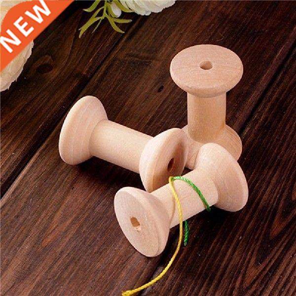 2019 10Pcs Empyty Wooden Bobbins Spools Reels Vintage Style