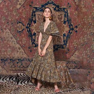 Summer 20 sexy leopard print deep V Bohemian dress豹纹连衣裙