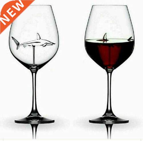 2020 New Desgn Red Wne Glass Bult-n Shark Goblet
