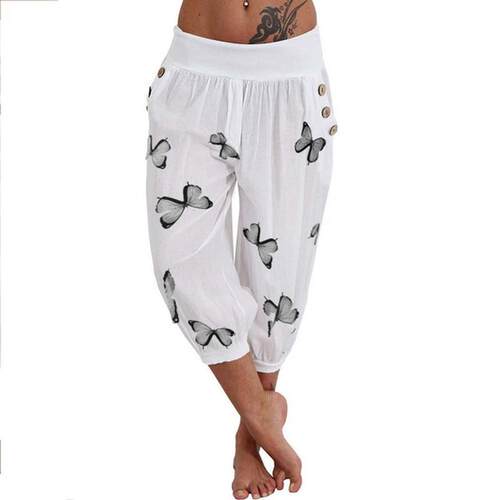 Capris Pants Women High Waist Harem Pants Lightweight Sreetw