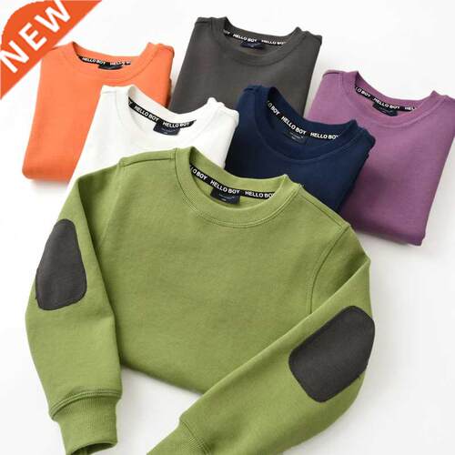 New Spring Autumn Children Sweatshirts Pure Color Long Sleev