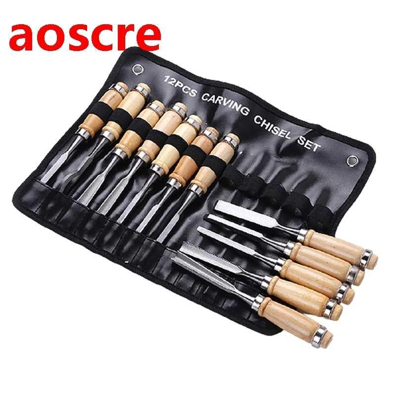 12 Pieces Wood Cving Hand Chisel Tool Set Woodworking Prof