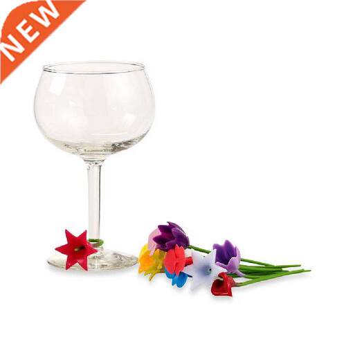6pcs Flowers Wine Cup Marker Silicone Label Party