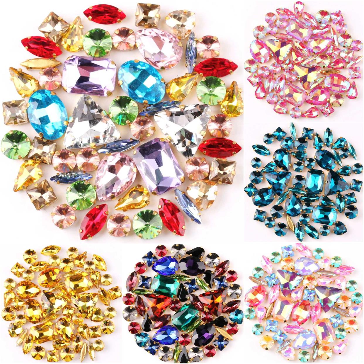 Gold claw setting 50pcs/bag shapes mix clear & jelly can