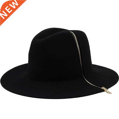 Women Men 100% Auralia Wool zipper Fedora Hat Gentleman El
