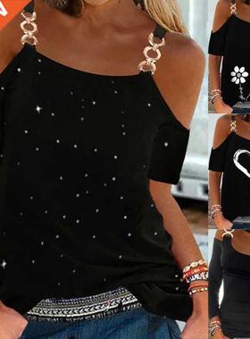 T Shirt for Women Off Shoulder Tops 2022 Fashion Summer Clot