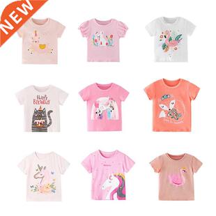 2022 Summer 2-8 Years Kds Grl Shorts Sleeve T-shrts Prnt