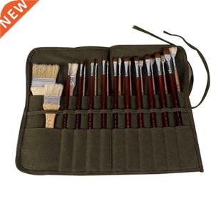 Storage Oil Green For Army Watercolor Pouch Canvas Pen Stati