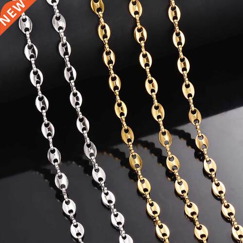1 piece Stainless Steel Hip Hop Coffee Bean Chains Necklaces