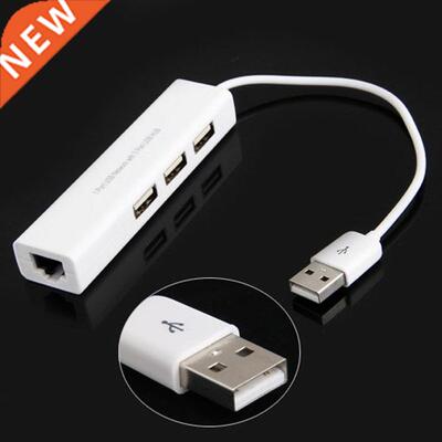 USB to RJ45 Ln Crd Ethernet Network Cble+3 Port Hub for W