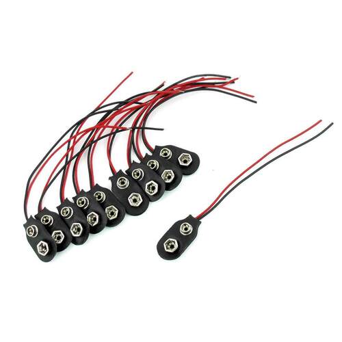 10 Pcs Snap 9V (9 Volt) Battery Clip Connector I Type Black