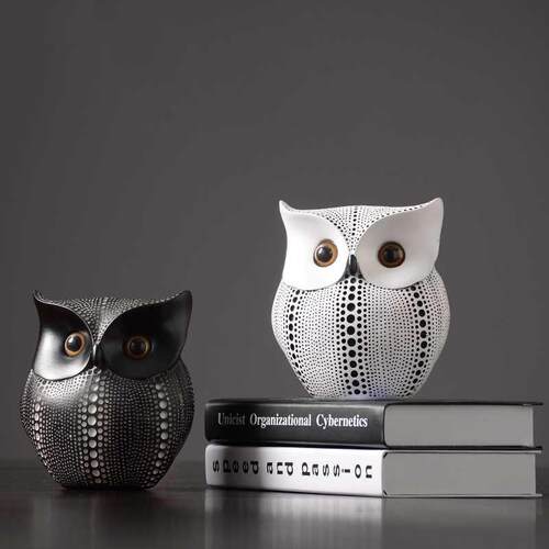 Nordic Style Owls Ornament Owl Resin Craft Lovely Bird Minia
