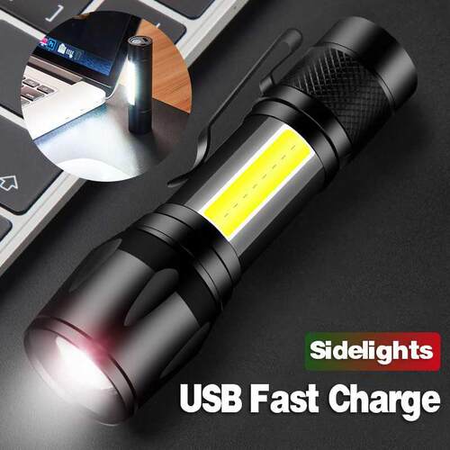 LED Flashlight USB Rechargeable Have Built In Battery Portab