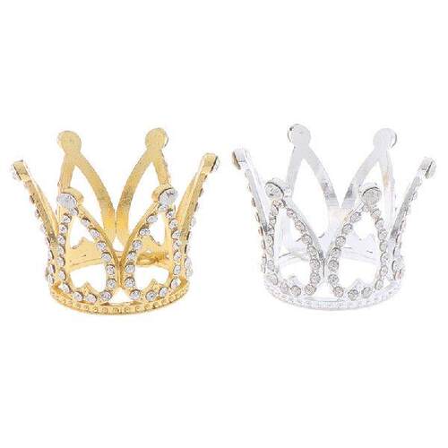 1PC Mini Crown Cake Topper Romantic Pearl Garland Happy