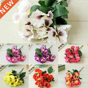 10 Heads Artificial Pansy Flowers Silk Plants Outdoor Decor