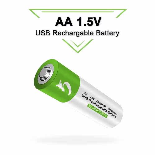 High capacity 1.5V AA 2600 mWh USB rechargeable li-ion batte