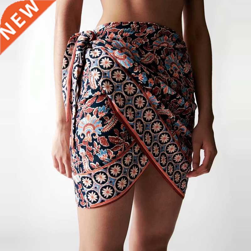 WXWT 2022 Women Boho Style Positioning Print Skirts Faldas M