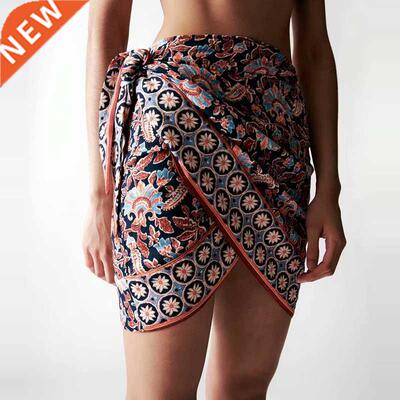 WXWT 2022 Women Boho Style Positioning Print Skirts Faldas M
