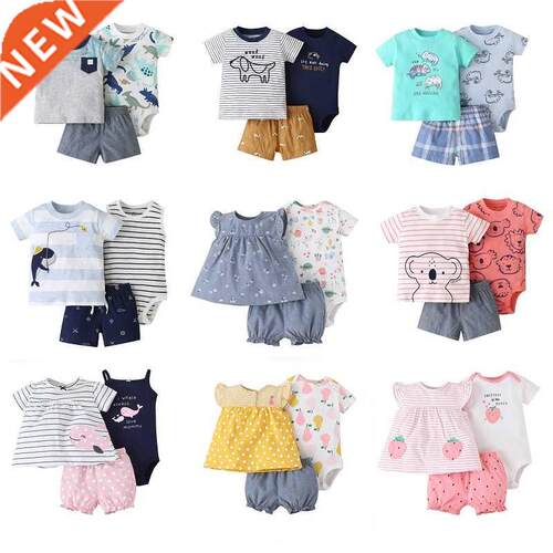 3 Pieces Newborn Infant Baby Girl Clothes 2022 Summer Cute C