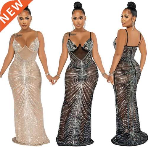 S-3XL Full-size deep V tight sexy pty evening gown大码礼服