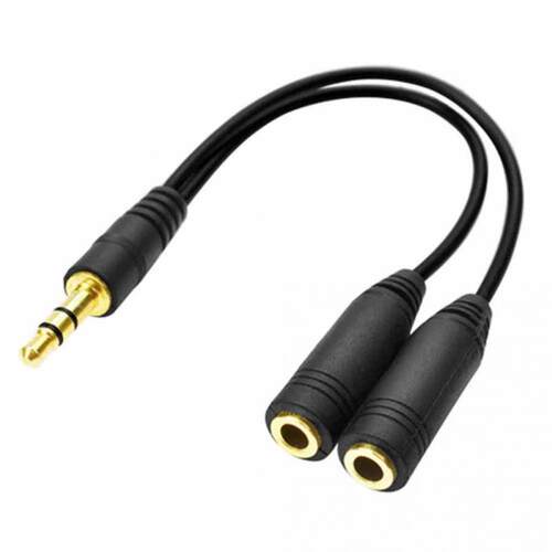 3.5mm AUX Headphone Mic Y Splitter Cable 4 Pole male TO 2 x