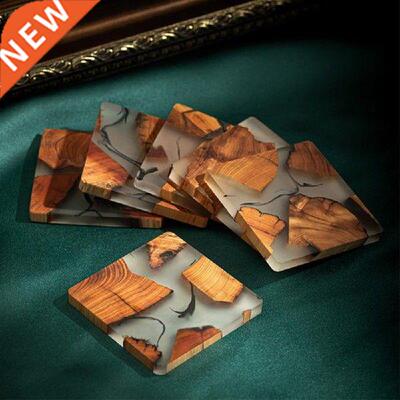 Heat-Resistant Cup Holder Solid Wood Tea Coasters Resin