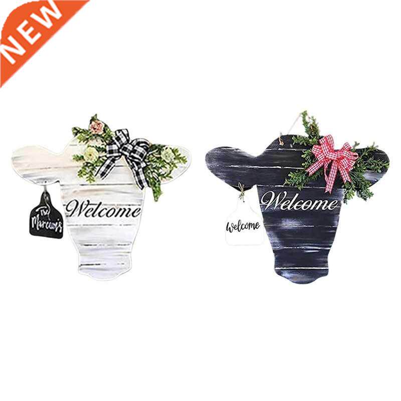 2 pcs cow head welcome sign acrylic animal head door hanger