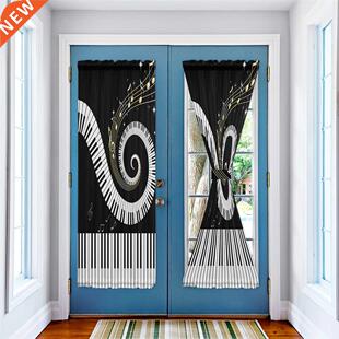 Black White Piano Keys Musical Note Blinds Curtains for