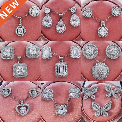 2pcs Pack rendy Round Crystal silver color bride Jewelry Set