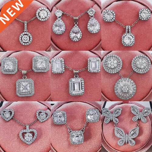 2pcs Pack rendy Round Crystal silver color bride Jewelry Set