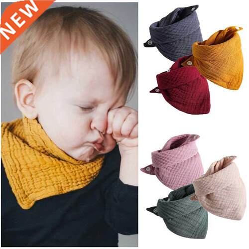 3Pcs Baby Muslin Bibs Triangle Soft Solid Color Cotton Bibs