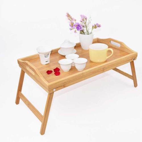 Portable Bamboo Wood Bed Tray Breakfast Laptop Desk Tea Food
