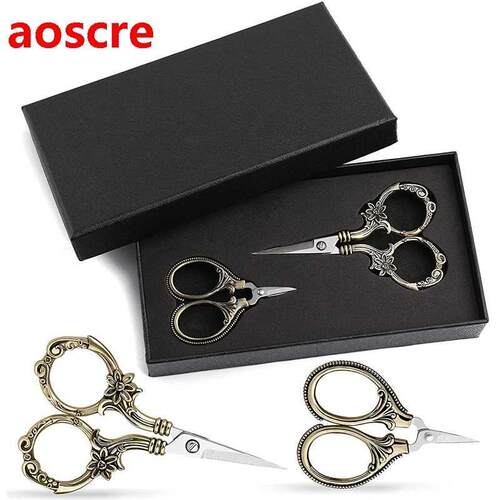 2PCS Embroidery Scissors Retro Scissor Stainless Steel High