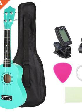 21 Inch Green Soprano Ukulele Basswood 4 Strings Hawaiian Gu