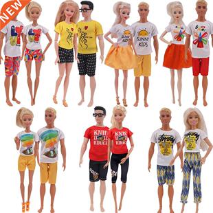 Barbies&Kens clothes 2pcs Couple outfit Point Dress Shir