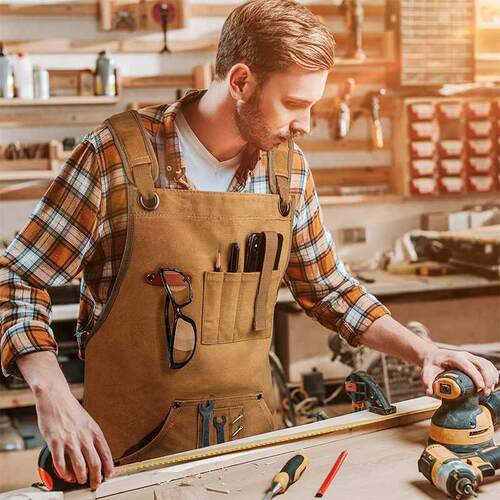 New Durable Work Apron with Tool Pockets Heavy Duty Unisex C