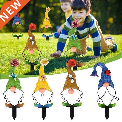 2022 New Wrought Iron Elf Garden Plug-in Decoration Cute