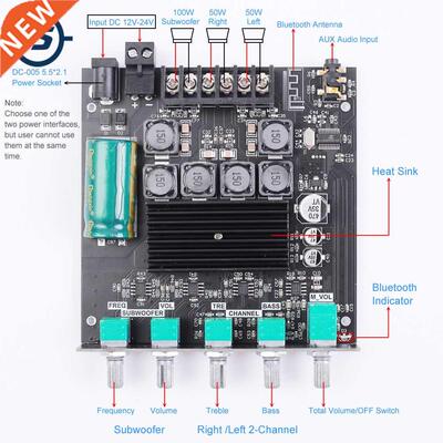 TPA3116D2 2.1 Bluetooth Amplifier Audio Stereo Module 50W+50