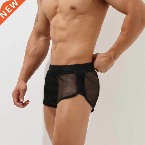 Men's Underwear Boxers Trunks Male Sexy Mesh Transparent Arr