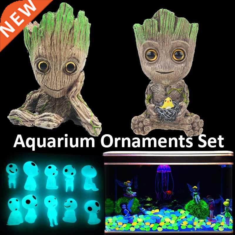 Fish Tank Aquarium Ornaments Set Luminous Pebbles Stones e M