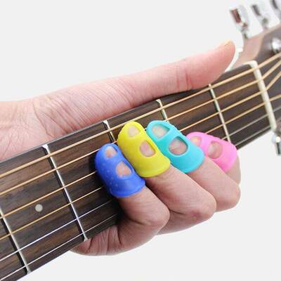 4pcs Guitar Fingertip Protector Fingerstall Silicone Guitar